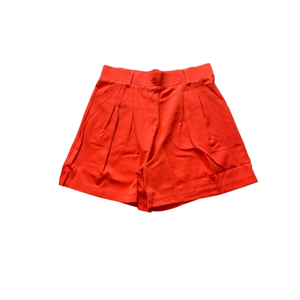 Betabrand Women's Orange‎ 90s Pleated Trouser High Waist Dress Shorts - Size M